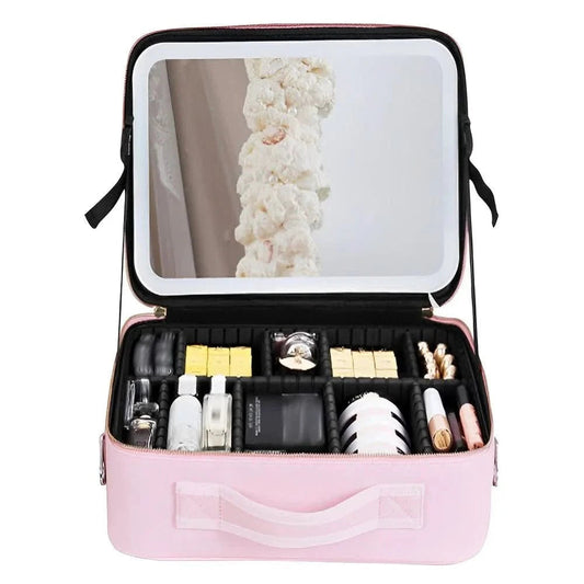 Trousse de Maquillage Portable avec Miroir LED Unisexe Compacte - Foivo