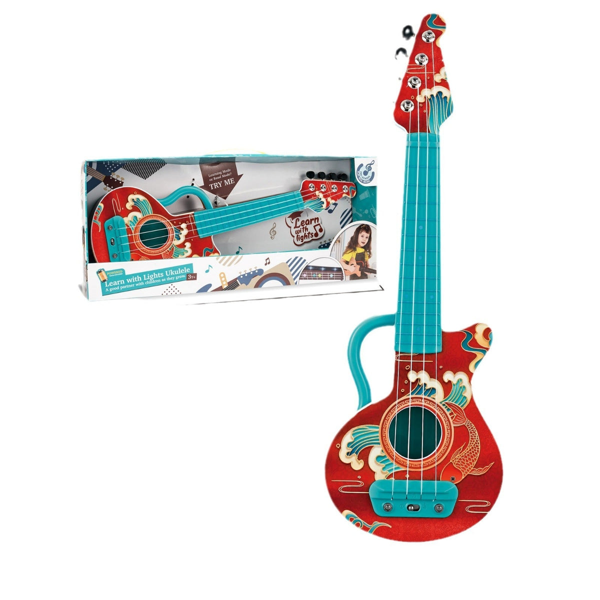 Ukulélé Enfant Bois avec Guide Lumineux Apprentissage - Foivo