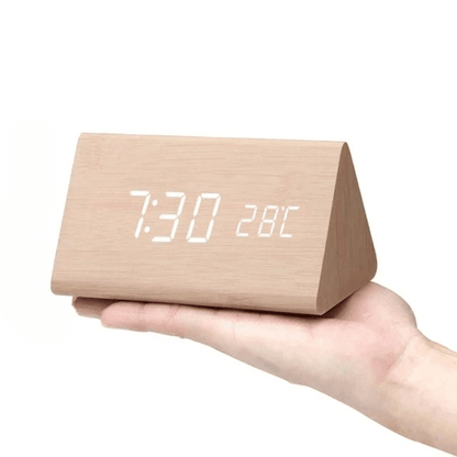 WoodSense Horloge LED Bois naturel Triangulaire