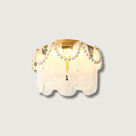 Lustre Métal Or Brillant avec Perles de Luxe - Foivo