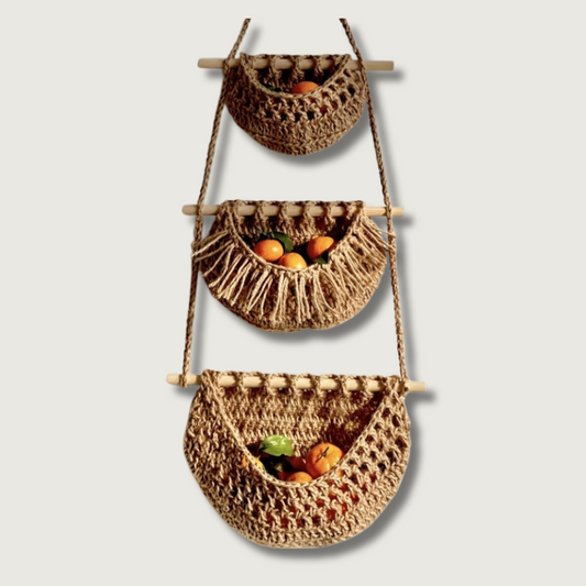 Panier Décoratif en Osier avec Crochets, Style Rustique et Organisateur - Foivo