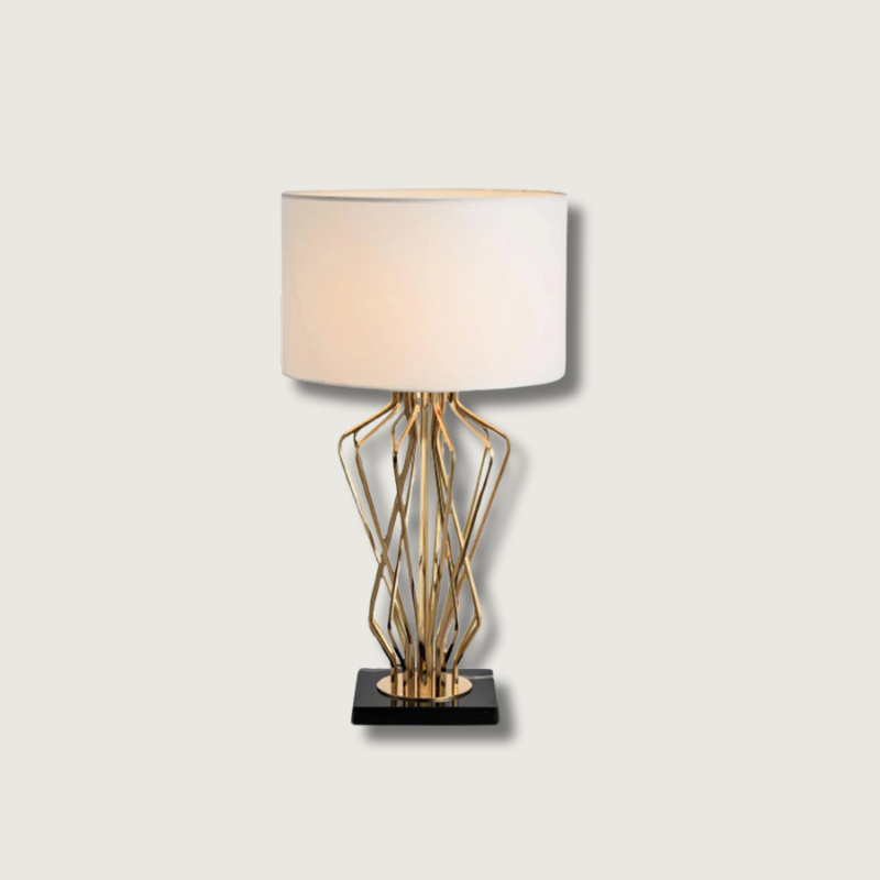 Lampe de Bureau Chic en Laqué avec Abat-jour en Coton - Foivo