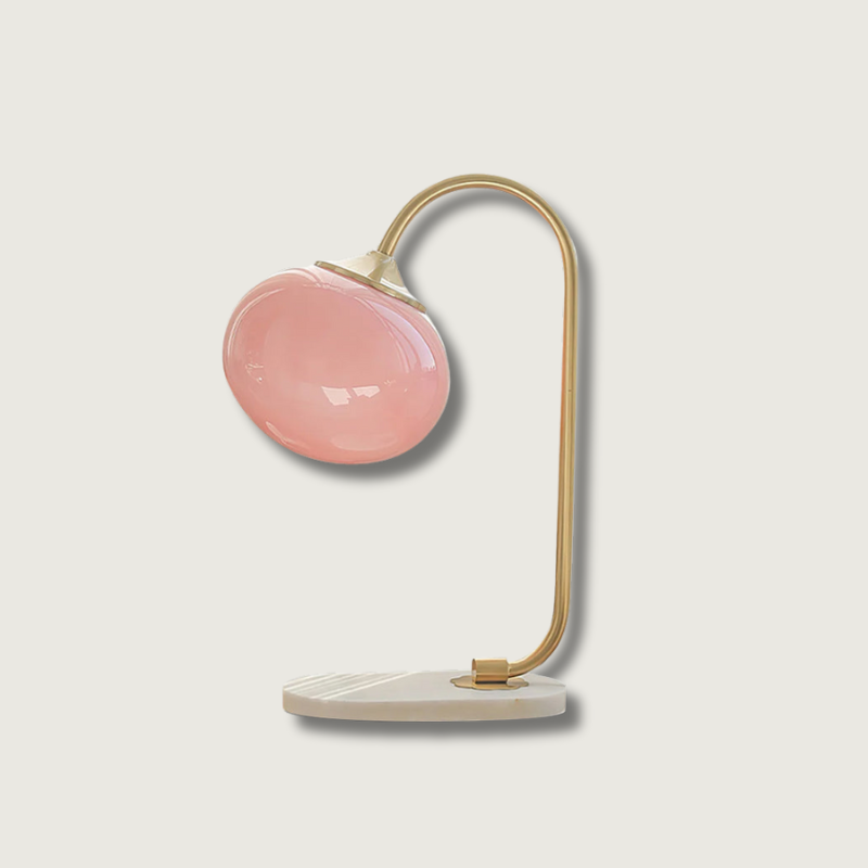 Lampe de Bureau Colorée en Verre | Finition Or et Abat-jour Fuchsia - Foivo