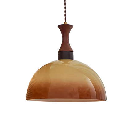 Lumière Suspendue en Verre Doré - Style Champêtre Rétro