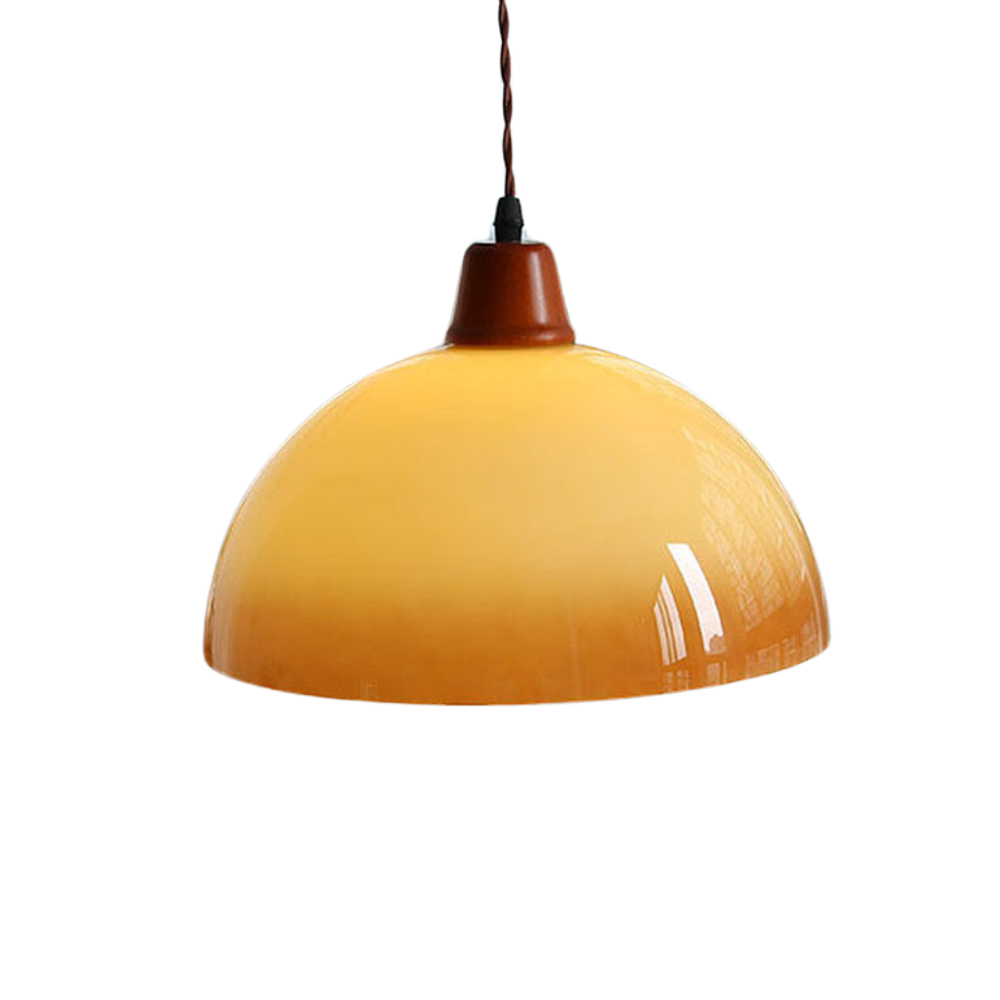 Lumière Suspendue en Verre Doré - Style Champêtre Rétro