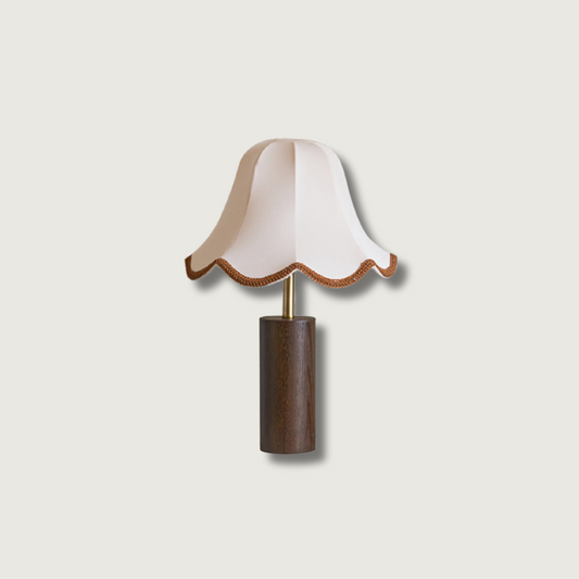 Lampe LED de Bureau Chic | Abat-jour en Coton et Base en Chêne - Foivo