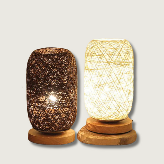 Lampe de Table Tressée en Rotin Naturel - Foivo