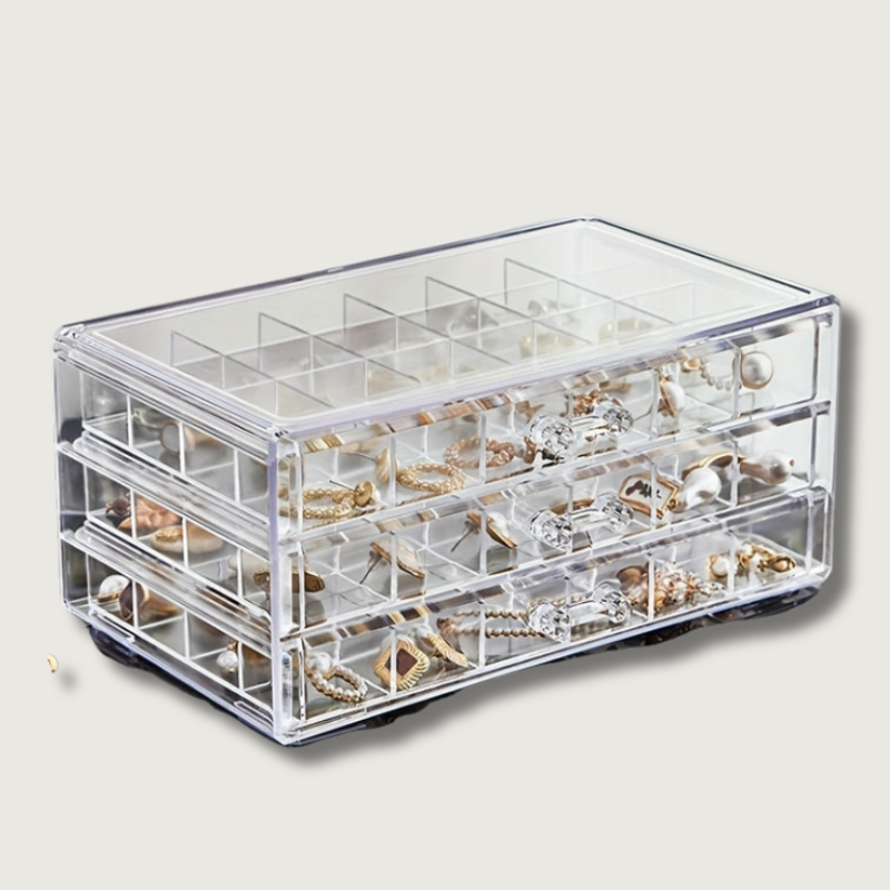 Étagère de Bijoux 3 Étages avec 72 Cases de Rangement - Foivo
