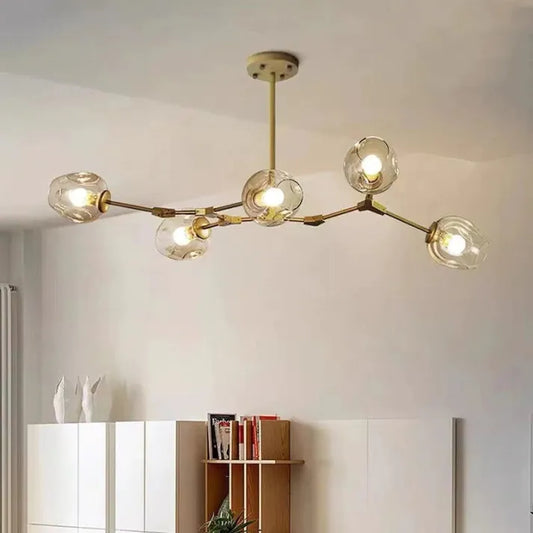 Luminaire Sputnik Élégant - Lustre Design en Verre et Acier - Foivo
