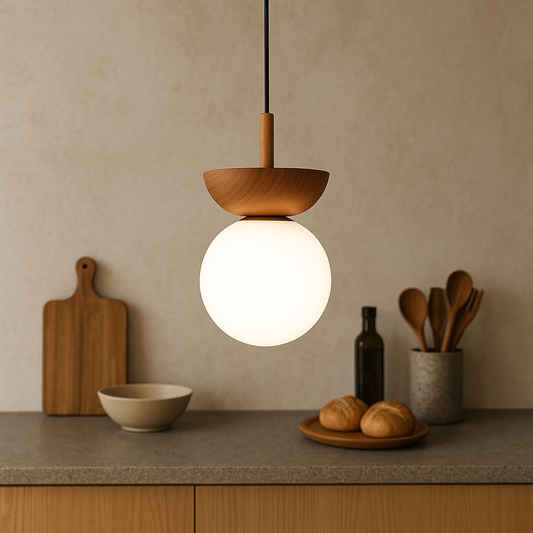 Lampe Suspendue Minimaliste en Bois Naturel - Foivo
