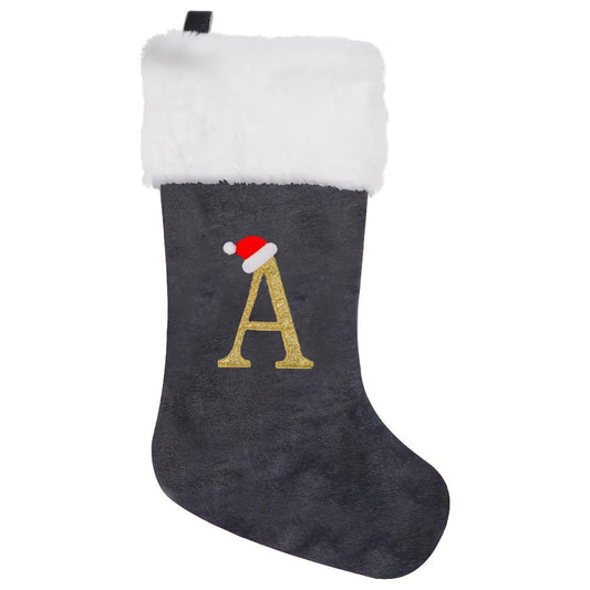 Chaussette de Noël Douce en Velour avec Initiales - Foivo