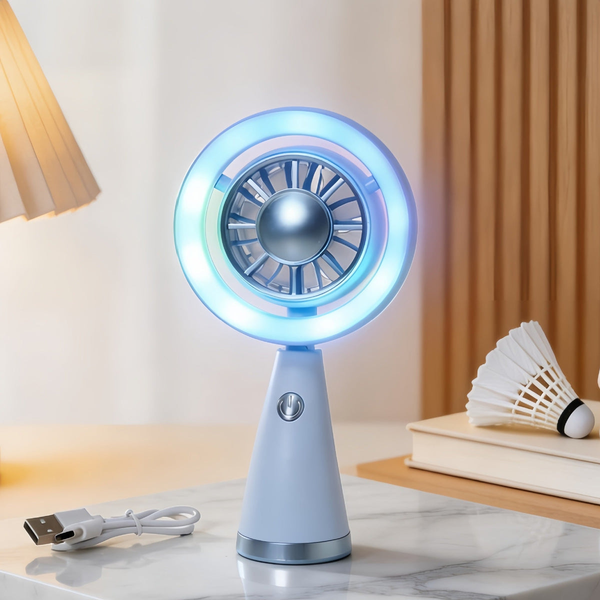 Ventilateur Portable Rechargeable Avec Éclairage RVB 7