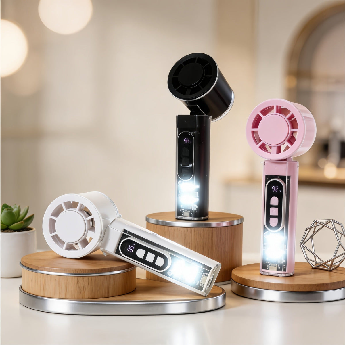 Ventilateur Portable Rechargeable avec Affichage Numérique et Éclairage LED 3