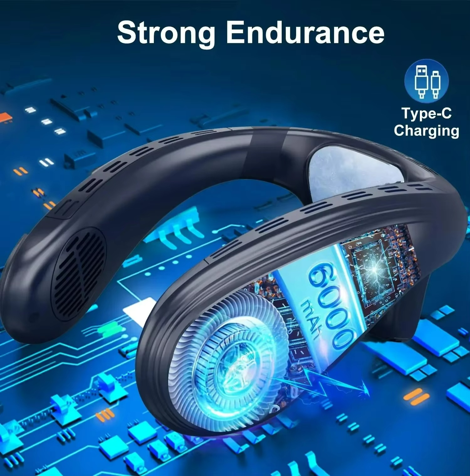 Ventilateur Portable Rechargeable pour le Cou avec Système d'Air Froid Turbo 5