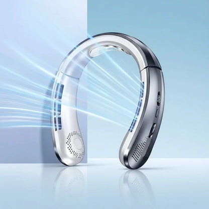 Ventilateur de cou portable rechargeable avec affichage LED et réglage de vitesse 5