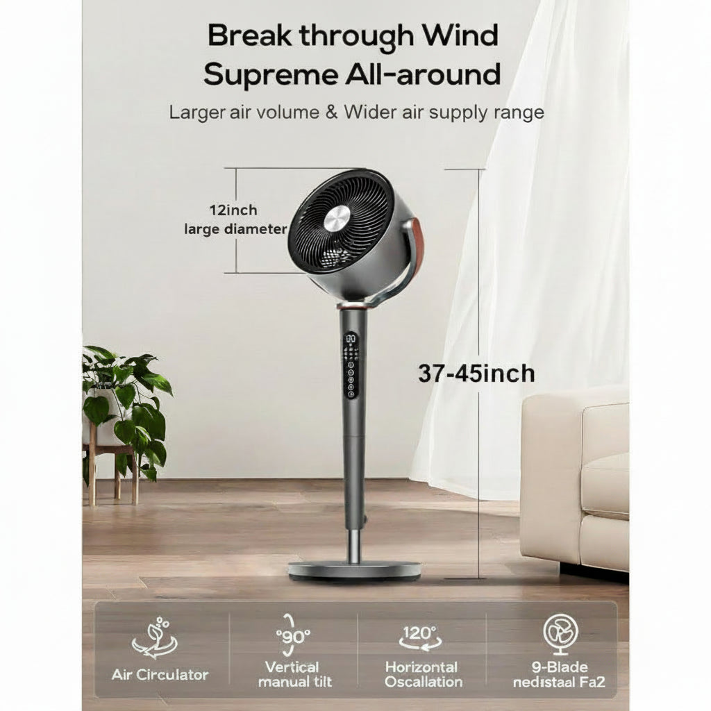 Ventilateur sur pied unisexe avec contrôle intelligent et hauteur ajustable 2