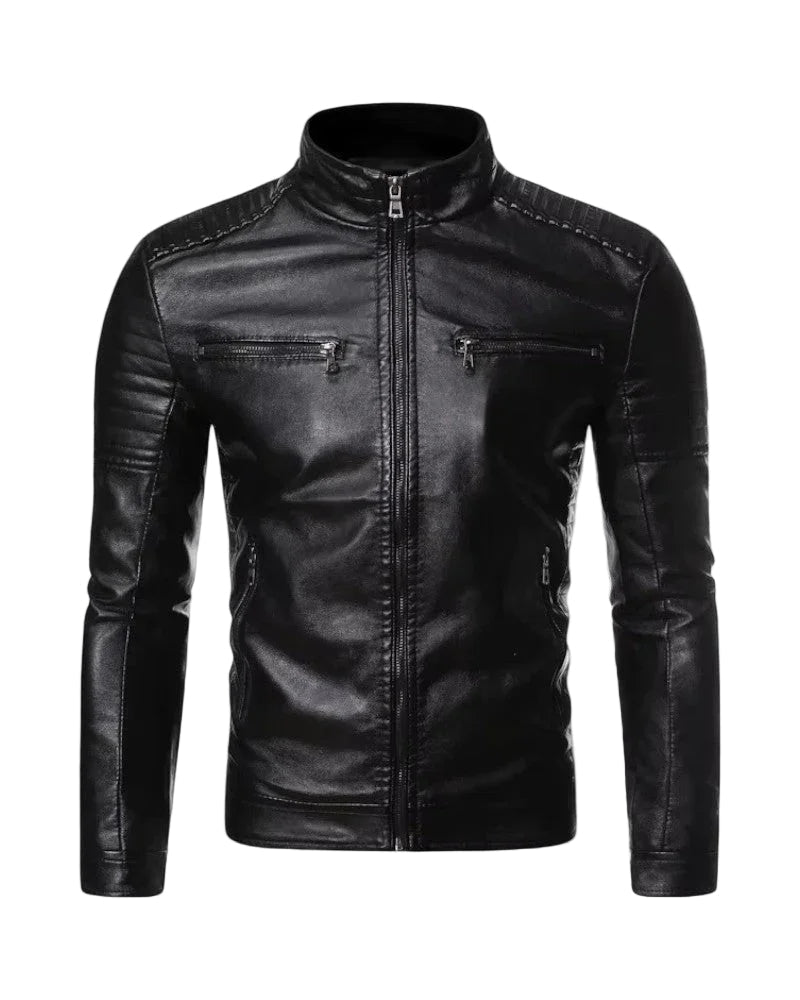 Veste Biker Homme Cuir Coupe Slim - Foivo