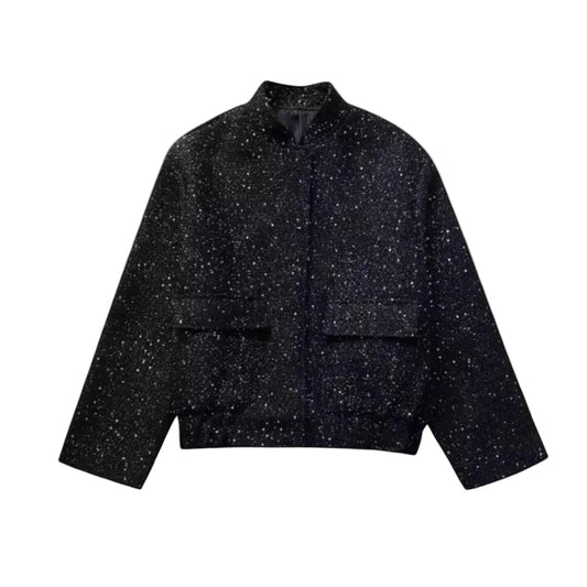 Veste Bomber Femme Sequins Coupe Ajustée - Foivo
