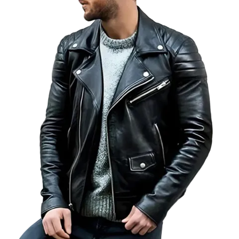 Veste Homme Cuir Style Biker Coupe Ajustée - Foivo