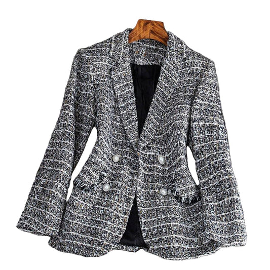 Veste Femme Tweed Ajustée Double Boutonnage - Foivo