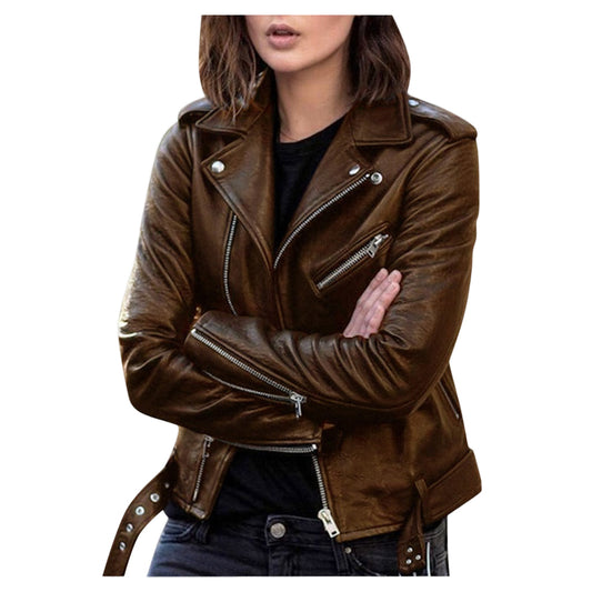 Veste Femme Motard Coton Coupe Décontractée Moderne - Foivo