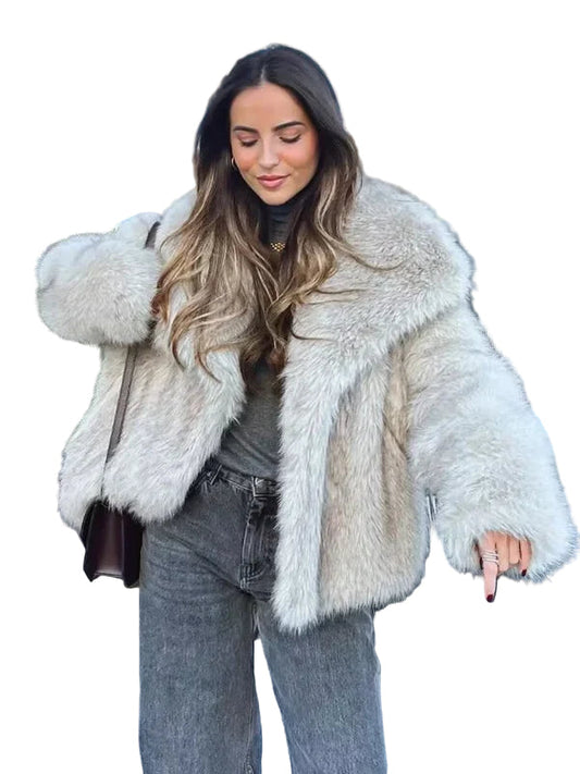 Veste Femme Fausses Fourrures Coupe Classique - Foivo