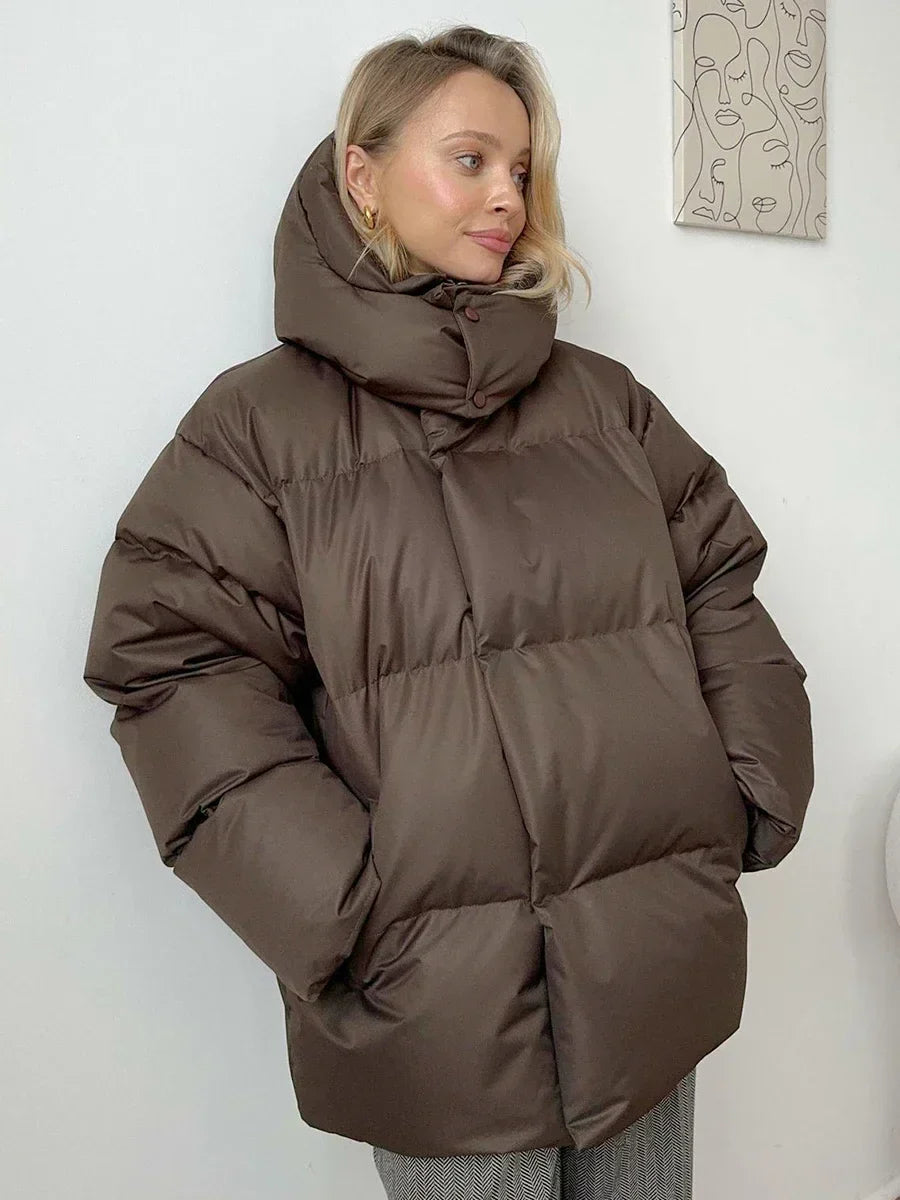 Veste Hiver Femme Oversize Rembourrée Moderne avec Poches 2