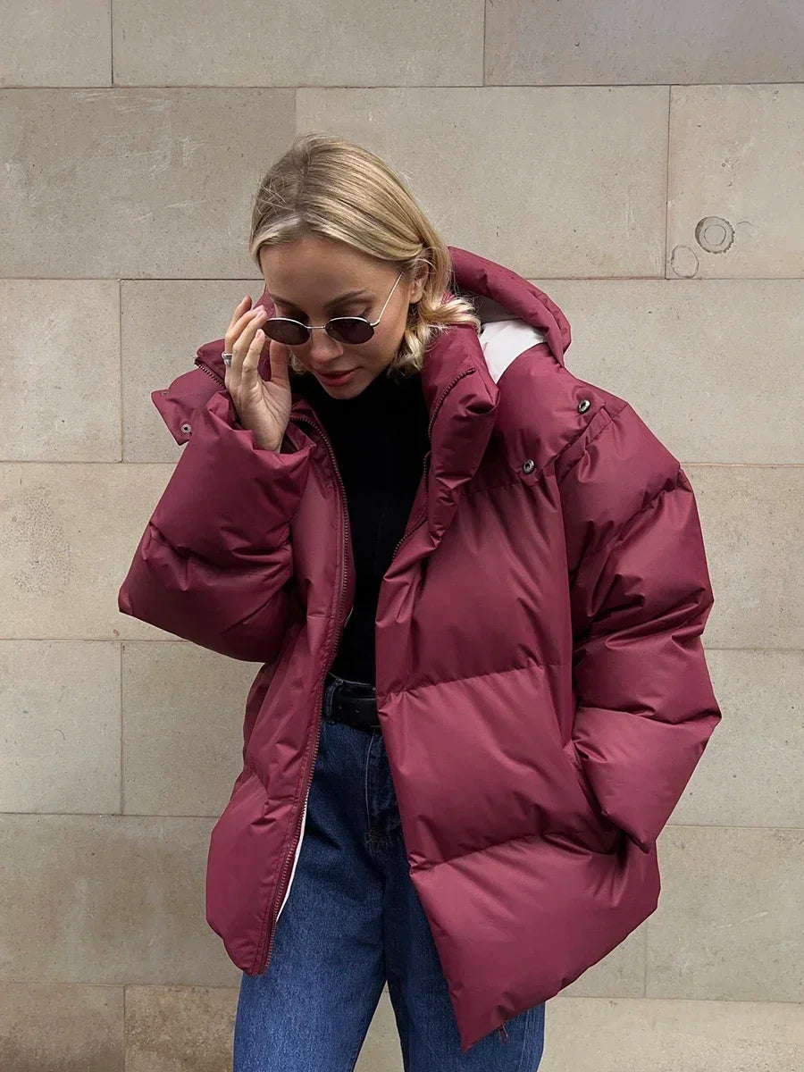 Veste Hiver Femme Oversize Rembourrée Moderne avec Poches 5