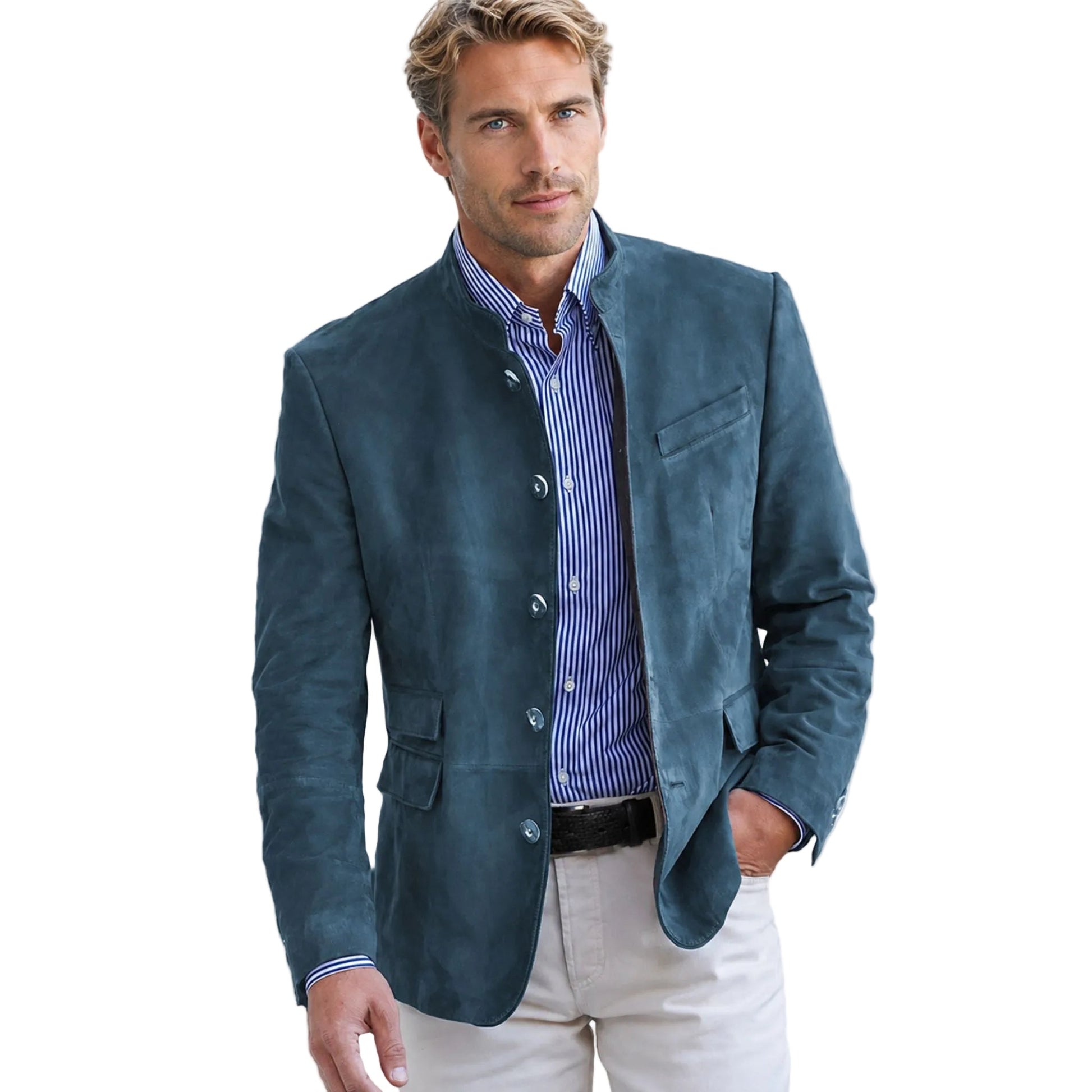 Veste Homme Polyester Coupe Moderne Boutons Frontaux - Foivo