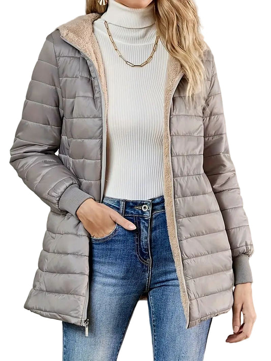 Veste Femme Matelassée avec Capuche Coupe Ajustée - Foivo