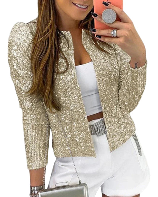 Veste Femme Soirée Paillettes Coupe Ajustée - Foivo