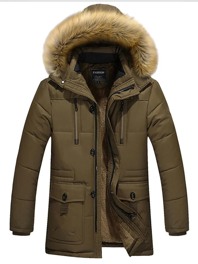 Veste Homme Coton Longue Col Fourrure - Foivo