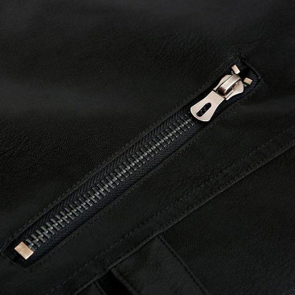 Veste en Cuir PU pour Hommes avec Détails Rouges 5