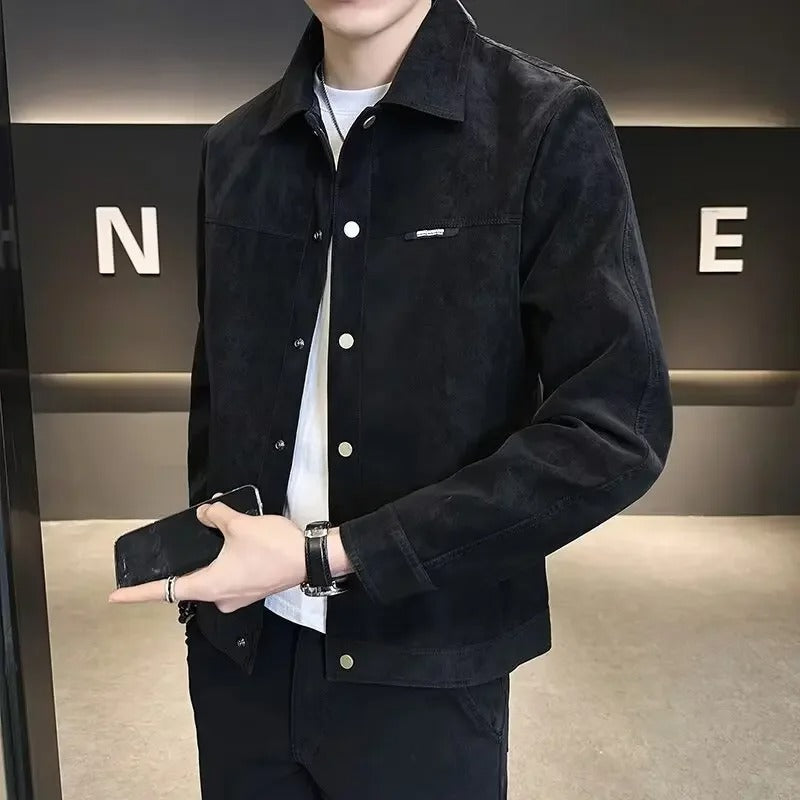 Veste en cuir zippée pour homme moderne 2