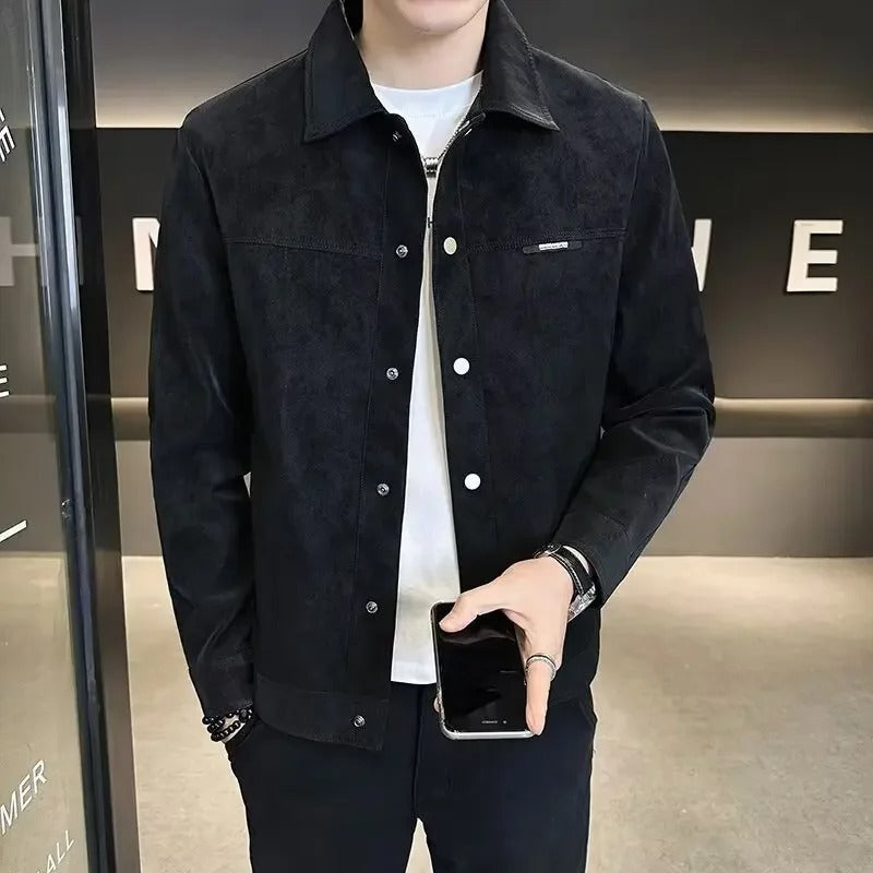 Veste en cuir zippée pour homme moderne 3