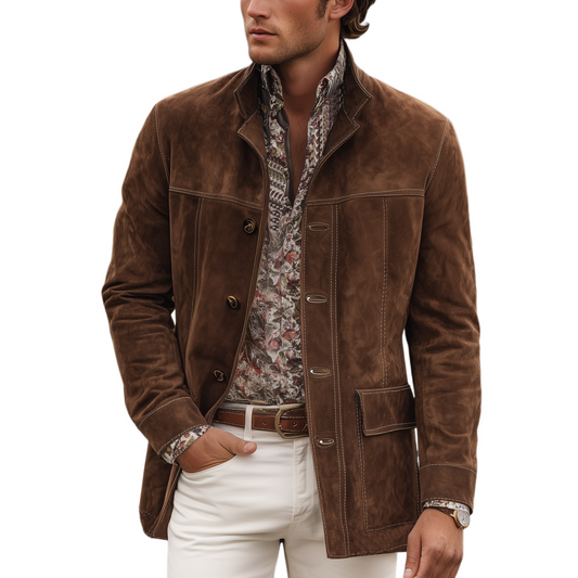 Veste Homme Revers Coupe Droite Design Robuste - Foivo