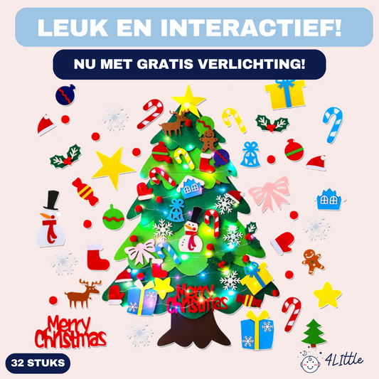 Arbre de Noël En Vieux Velours | Décoration de Noël DIY avec 32 Ornements & Lumières - BlxckFR