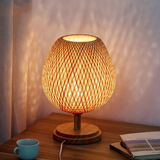 Lampe de Table Bambou Naturel Élégante
