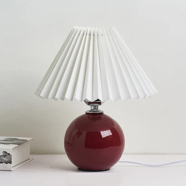 Lampe de Table Élégante aux Ombres Plissées - Éclairage de Chevet Rétro Charmant