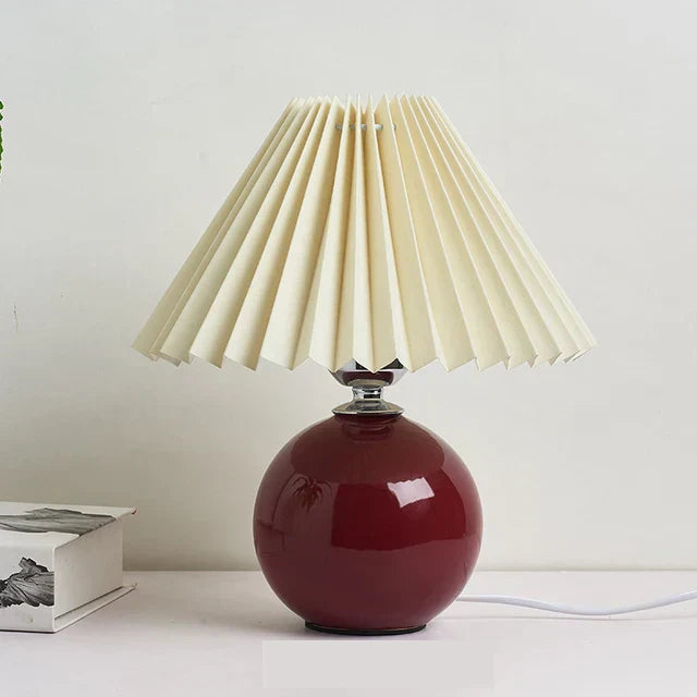 Lampe de Table Élégante aux Ombres Plissées - Éclairage de Chevet Rétro Charmant