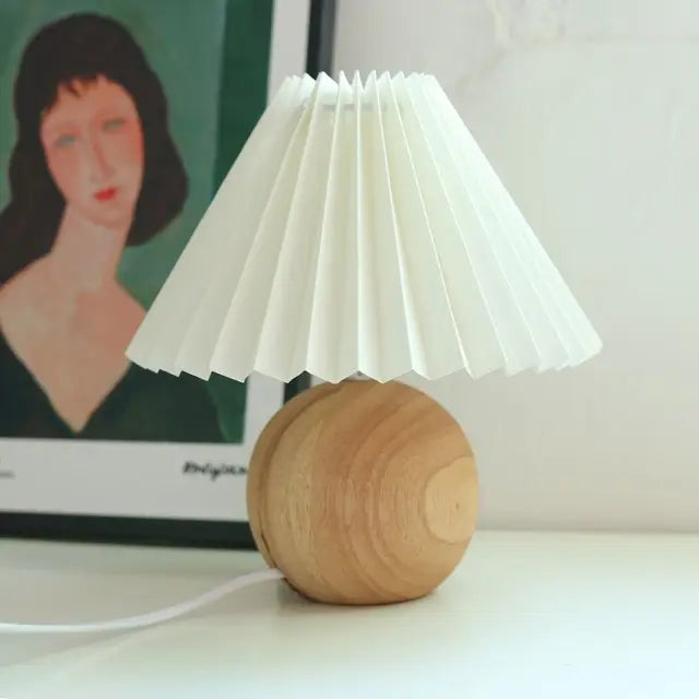 Lampe de Table Élégante aux Ombres Plissées - Éclairage de Chevet Rétro Charmant
