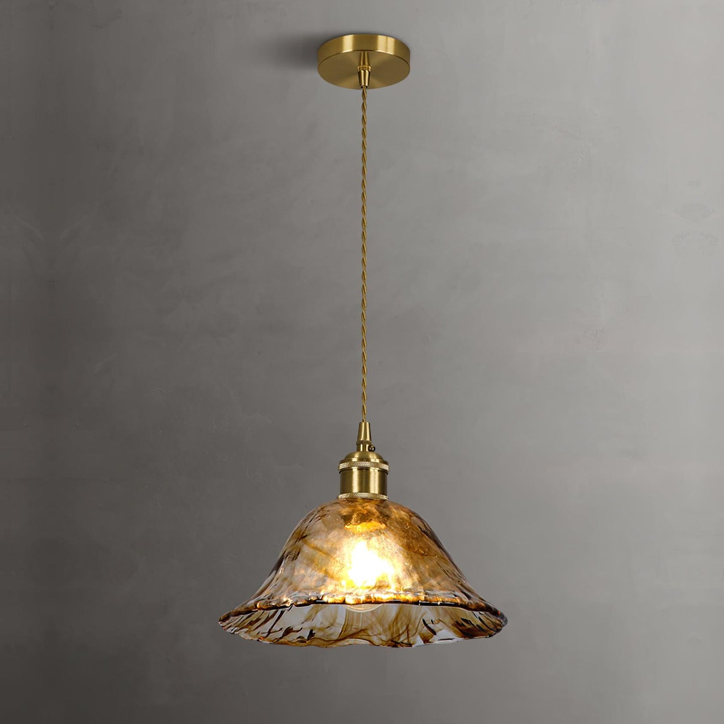Lumière Suspendue en Verre Brun Chic Rétro