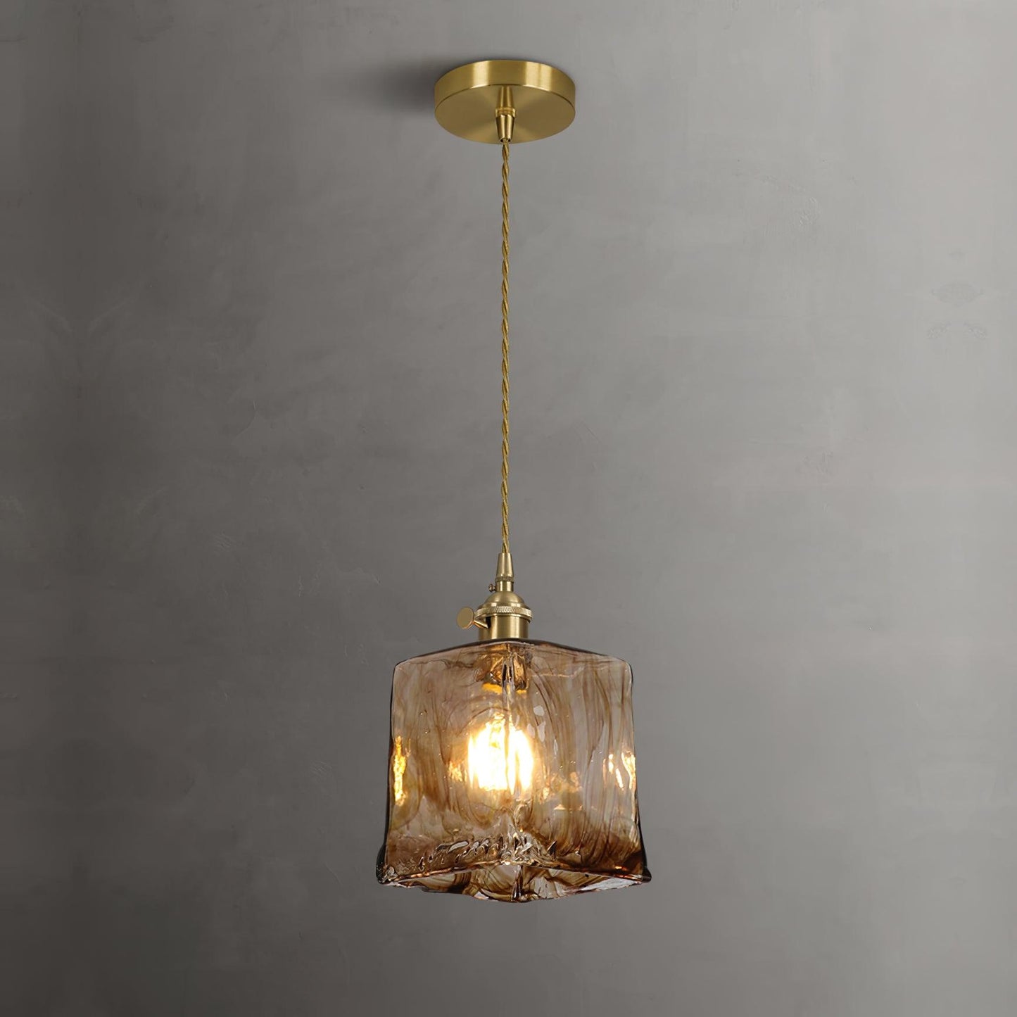 Lumière Suspendue en Verre Brun Chic Rétro