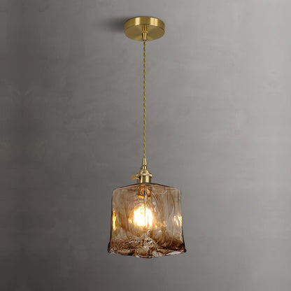 Lumière Suspendue en Verre Brun Chic Rétro