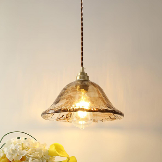 Lumière Suspendue en Verre Brun Chic Rétro - Foivo