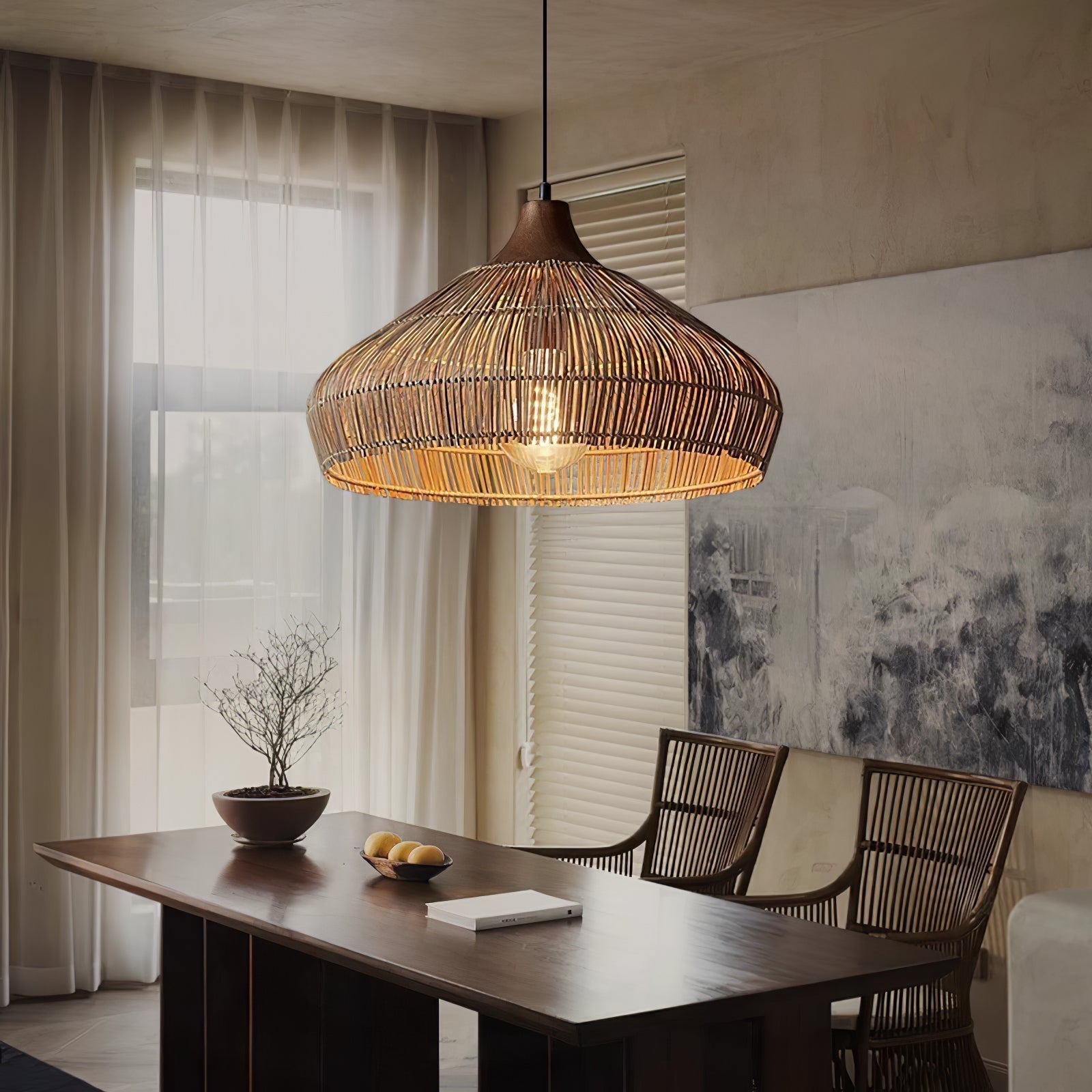 Lampe Suspendue Rotin Chic pour Intérieur Rustique - Foivo