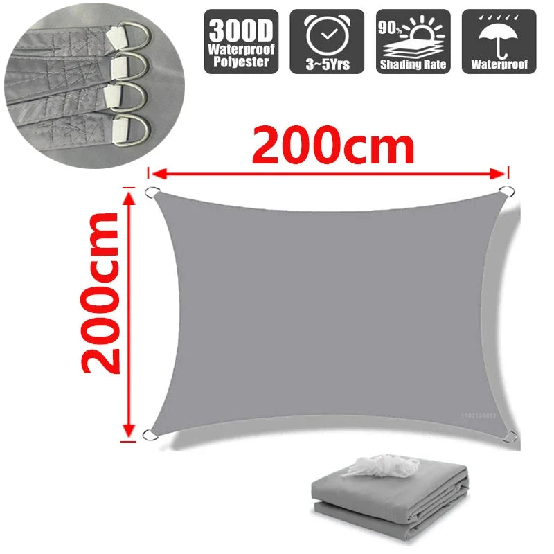 Voile d'ombrage extérieur carré et rectangulaire résistant aux UV 15
