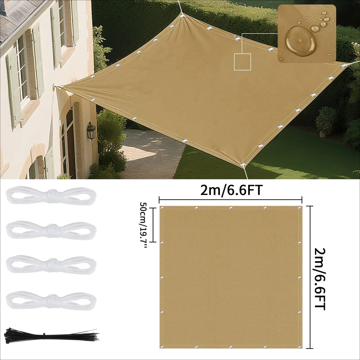Voile d'ombrage imperméable avec œillets pour extérieur 13