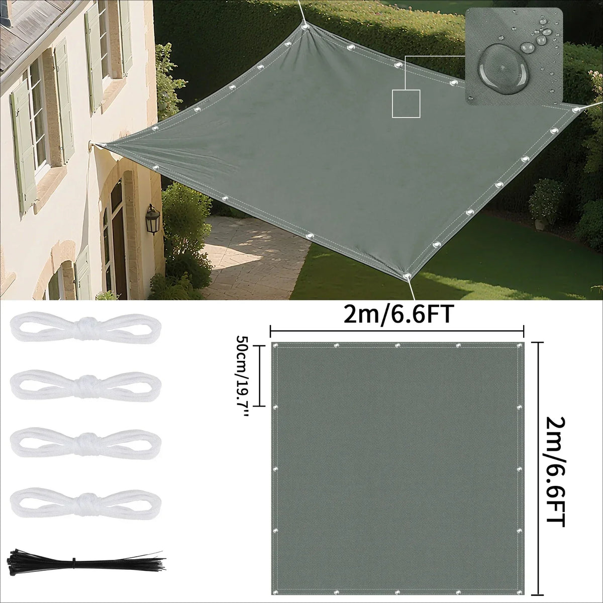 Voile d'ombrage imperméable avec œillets pour extérieur 15