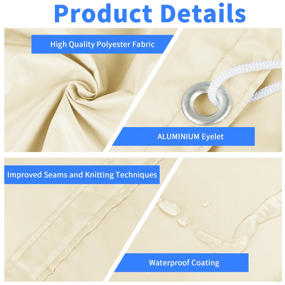 Voile d'ombrage imperméable avec œillets pour extérieur 3